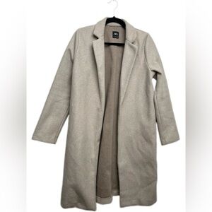 Zara Women's Long Sand Beige Open Coat Size Medium